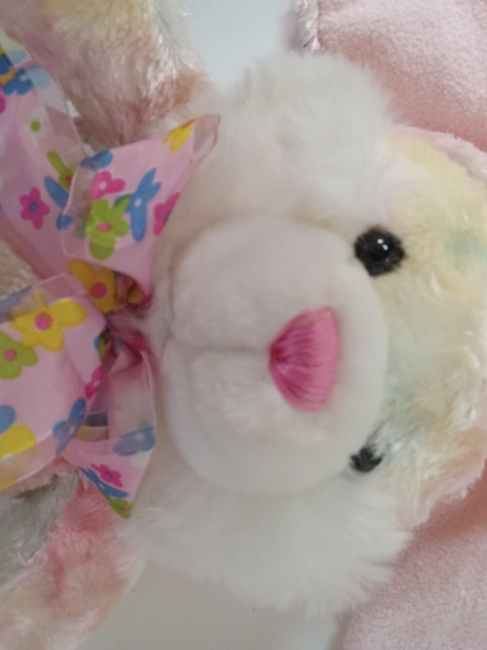 Pink Easter Bunny Rabbit Plush Floppy Carrot Foot Pastel Silky Walmart Tie-Dye - Picture 5 of 12
